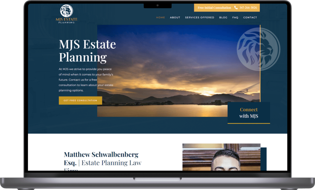 MJS Estate Planning laptop website mockup