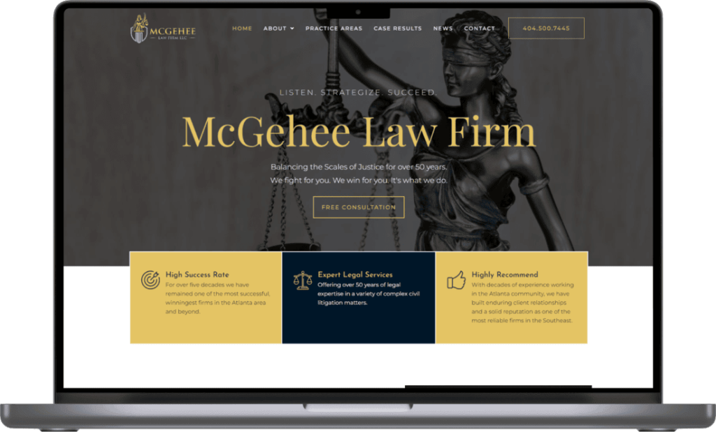 McGehee Law Firm website design laptop website mockup