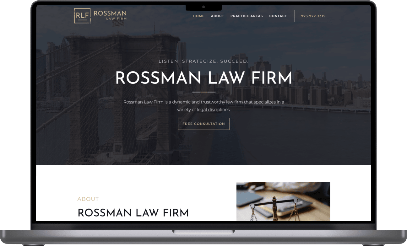 rossman law firm website mockup