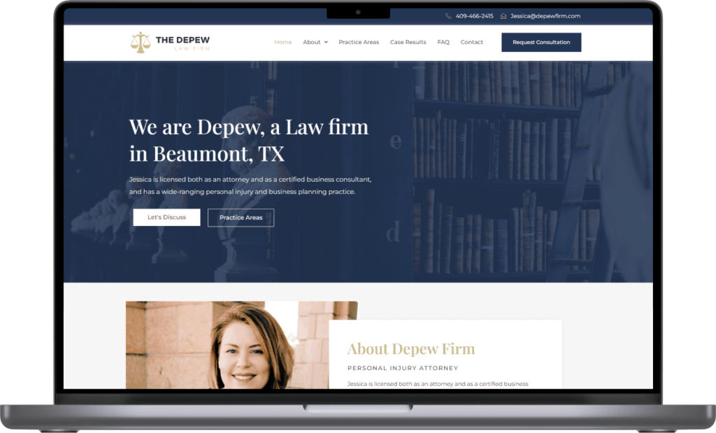 the depew law firm website mockup