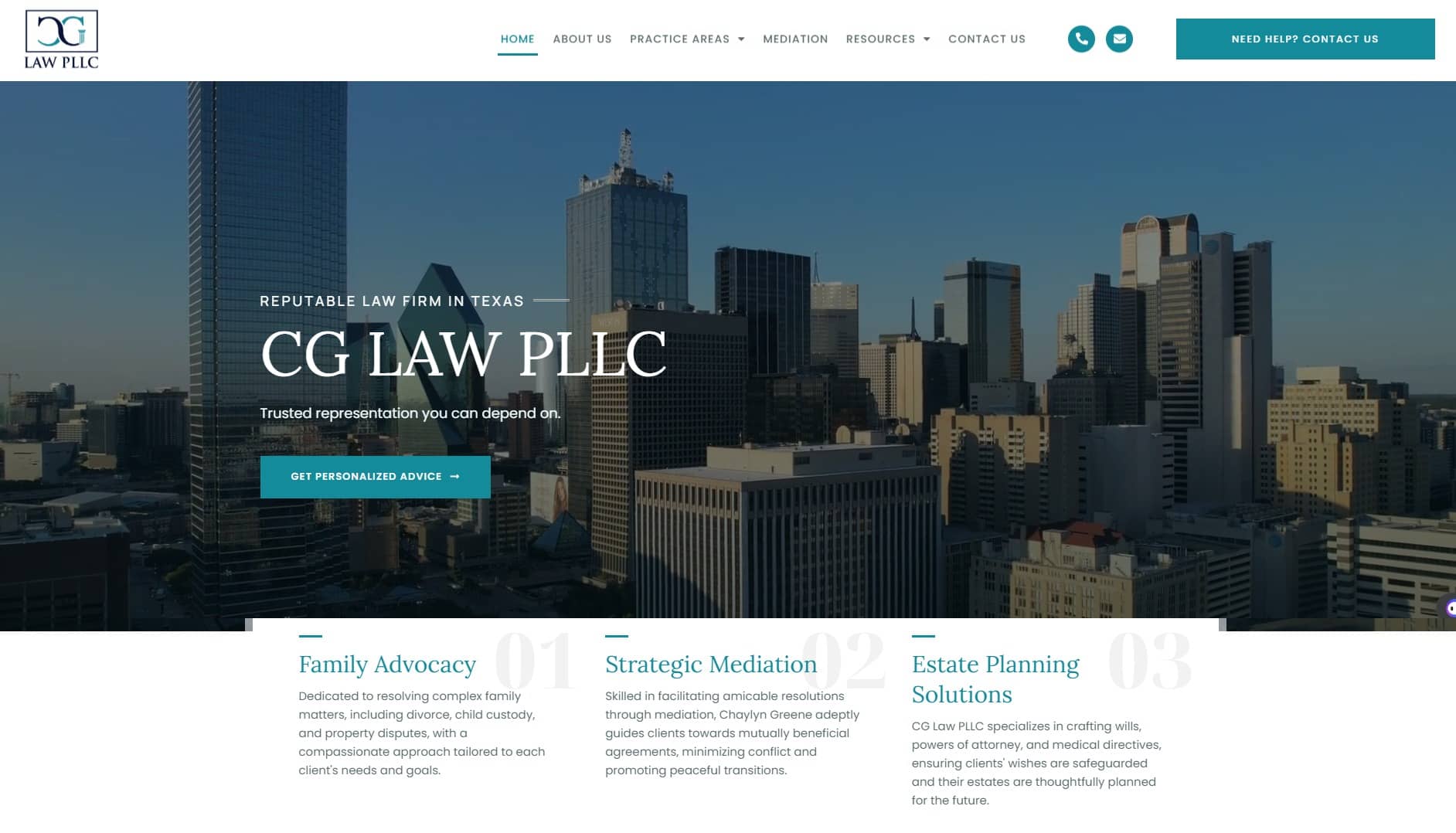 CG Law Cedar Hills Texas law firm website design