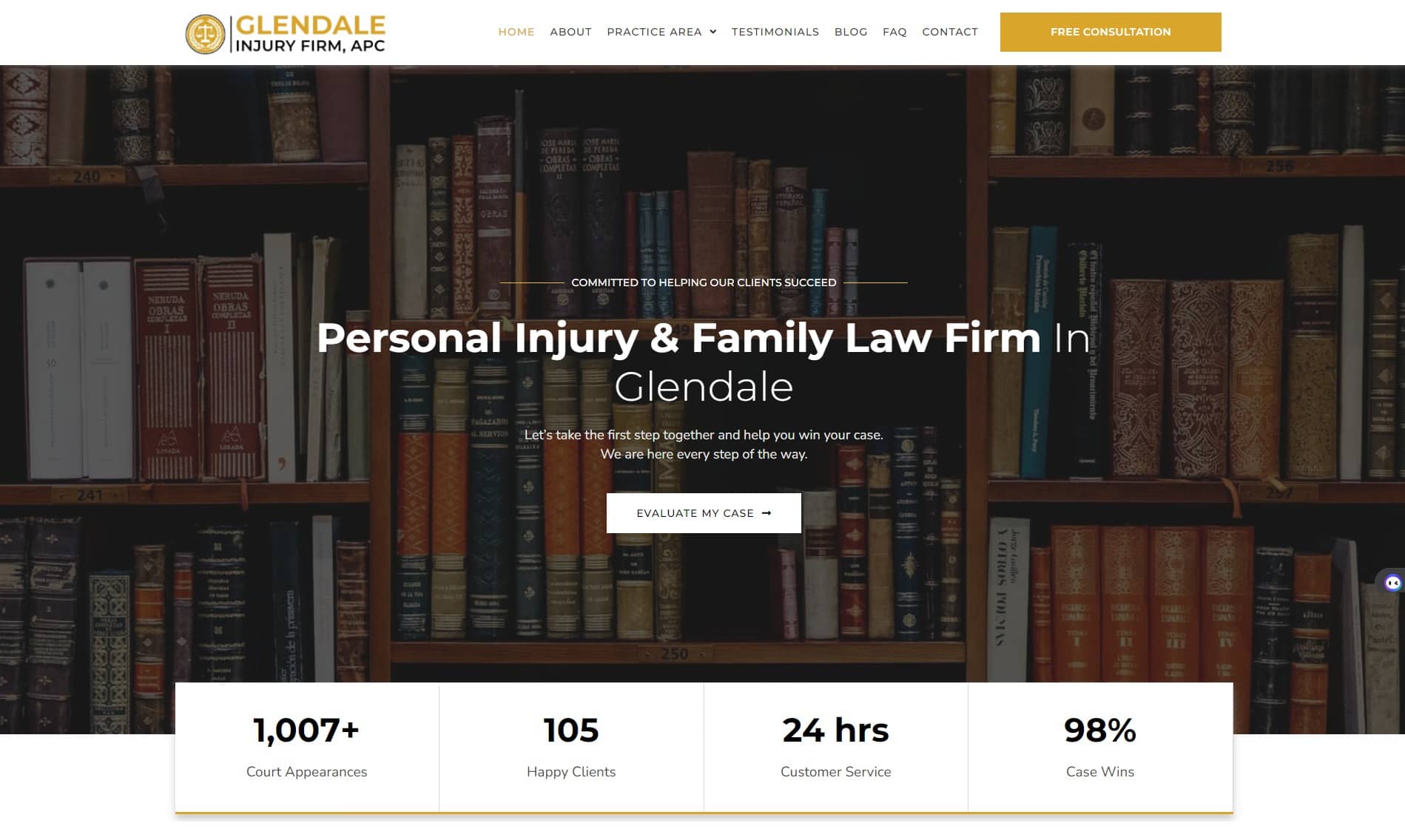 Glendale California Injury Law firm website design