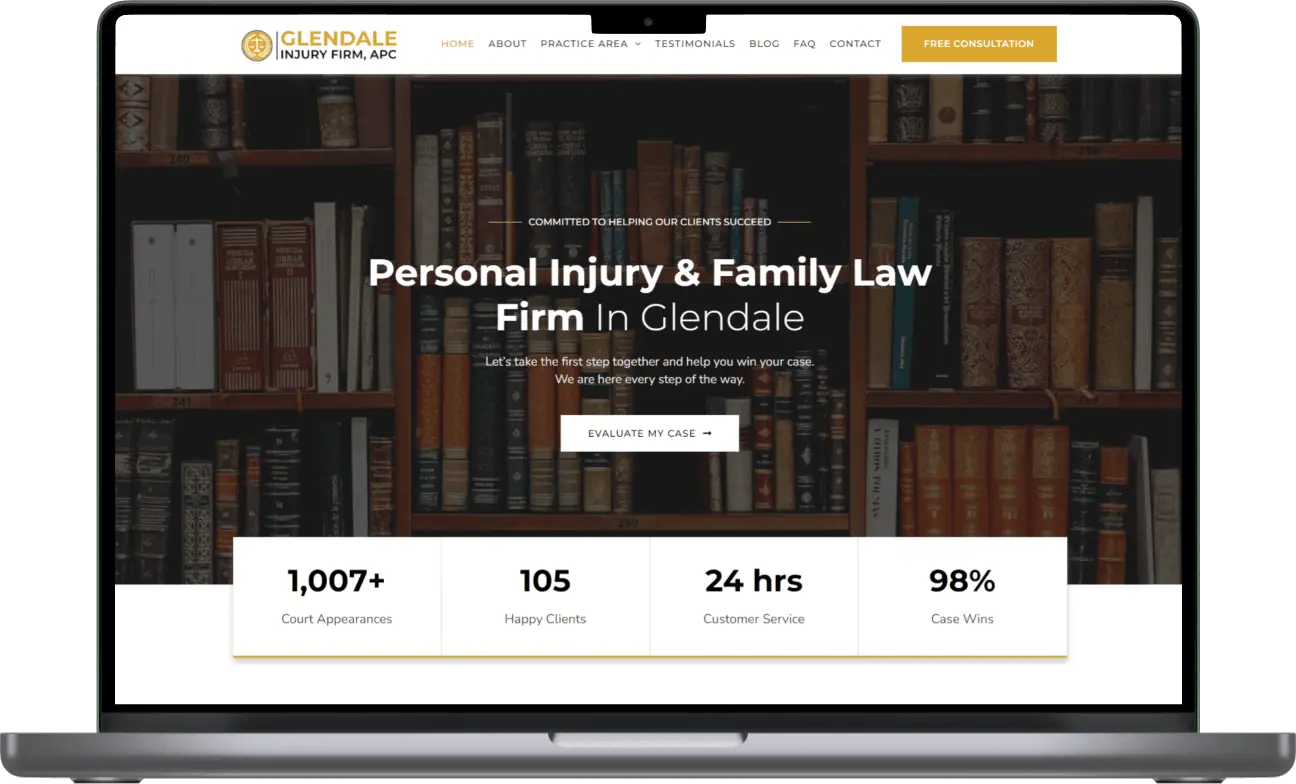 Glendale injury personal injury law firms mockup lawzen